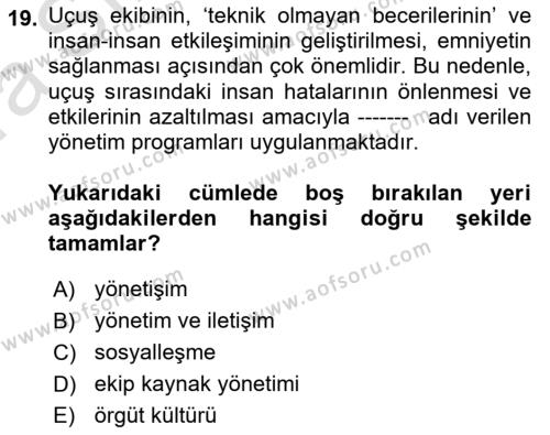 İnsan İlişkileri ve İletişim Dersi 2022 - 2023 Yılı (Vize) Ara Sınavı 19. Soru