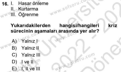 İnsan İlişkileri ve İletişim Dersi 2022 - 2023 Yılı (Final) Dönem Sonu Sınavı 16. Soru