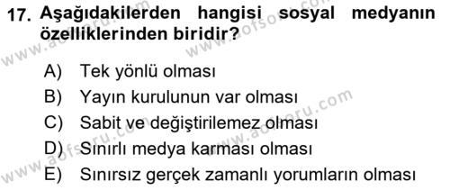 İnsan İlişkileri ve İletişim Dersi 2022 - 2023 Yılı (Final) Dönem Sonu Sınavı 17. Soru