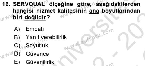 İnsan İlişkileri ve İletişim Dersi 2022 - 2023 Yılı Yaz Okulu Sınavı 16. Soru