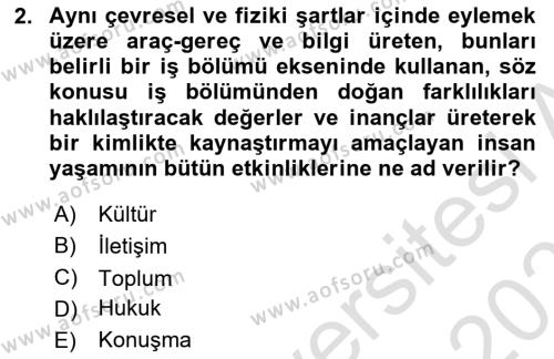 İnsan İlişkileri ve İletişim Dersi 2022 - 2023 Yılı Yaz Okulu Sınavı 2. Soru