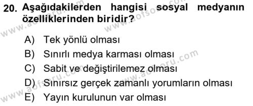 İnsan İlişkileri ve İletişim Dersi 2022 - 2023 Yılı Yaz Okulu Sınavı 20. Soru