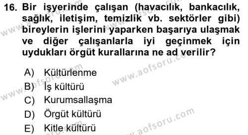 İnsan İlişkileri ve İletişim Dersi 2023 - 2024 Yılı (Vize) Ara Sınavı 16. Soru