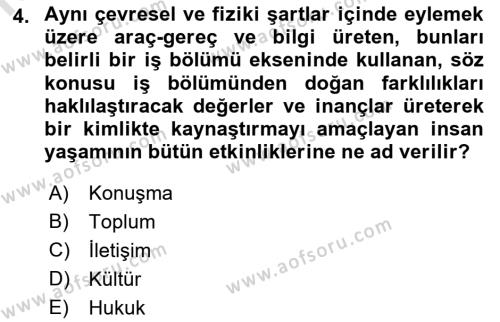 İnsan İlişkileri ve İletişim Dersi 2023 - 2024 Yılı (Vize) Ara Sınavı 4. Soru