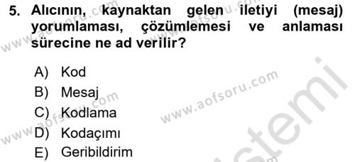 İnsan İlişkileri ve İletişim Dersi 2023 - 2024 Yılı (Vize) Ara Sınavı 5. Soru