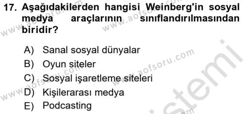 İnsan İlişkileri ve İletişim Dersi 2023 - 2024 Yılı (Final) Dönem Sonu Sınavı 17. Soru