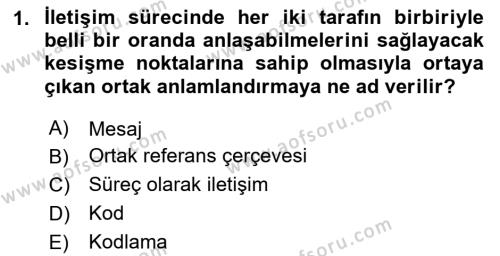 İnsan İlişkileri ve İletişim Dersi 2023 - 2024 Yılı Yaz Okulu Sınavı 1. Soru