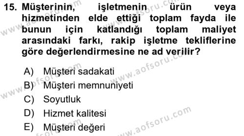 İnsan İlişkileri ve İletişim Dersi 2023 - 2024 Yılı Yaz Okulu Sınavı 15. Soru