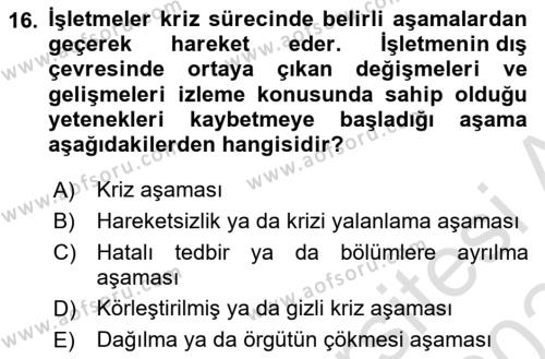 İnsan İlişkileri ve İletişim Dersi 2023 - 2024 Yılı Yaz Okulu Sınavı 16. Soru