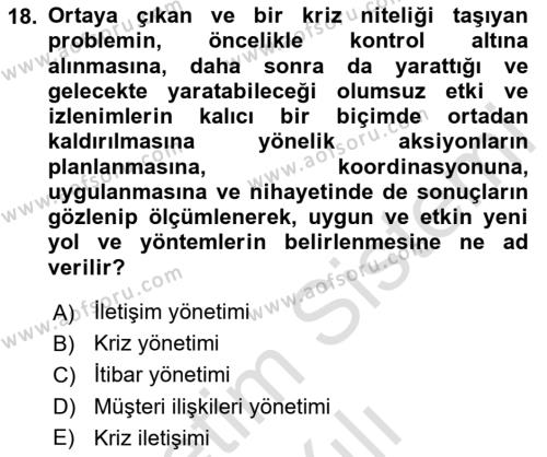 İnsan İlişkileri ve İletişim Dersi 2023 - 2024 Yılı Yaz Okulu Sınavı 18. Soru