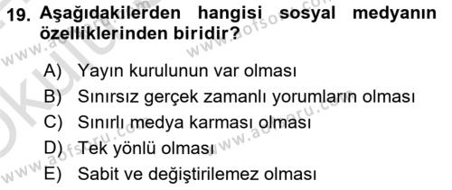 İnsan İlişkileri ve İletişim Dersi 2023 - 2024 Yılı Yaz Okulu Sınavı 19. Soru