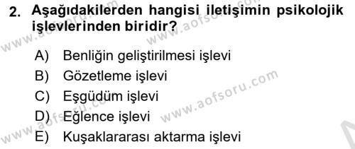 İnsan İlişkileri ve İletişim Dersi 2023 - 2024 Yılı Yaz Okulu Sınavı 2. Soru