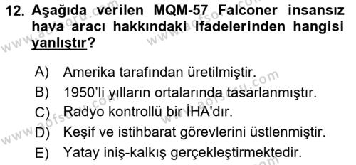 Hava Araçlari Ve Tipleri Dersi 2023 - 2024 Yılı (Final) Dönem Sonu Sınavı 12. Soru