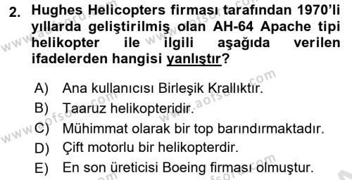 Hava Araçlari Ve Tipleri Dersi 2023 - 2024 Yılı (Final) Dönem Sonu Sınavı 2. Soru