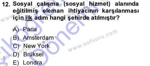 Sosyal Hizmete Giriş Dersi 2013 - 2014 Yılı (Vize) Ara Sınavı 12. Soru