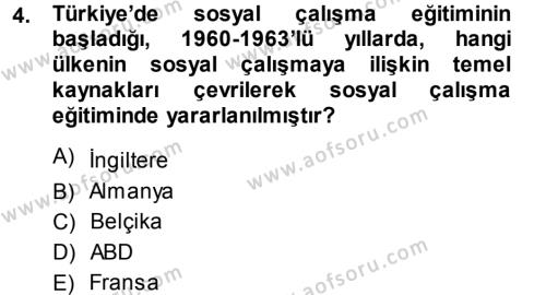 Sosyal Hizmete Giriş Dersi 2013 - 2014 Yılı (Vize) Ara Sınavı 4. Soru