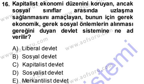 Sosyal Hizmete Giriş Dersi 2013 - 2014 Yılı (Final) Dönem Sonu Sınavı 16. Soru