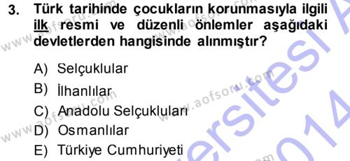 Sosyal Hizmete Giriş Dersi 2013 - 2014 Yılı (Final) Dönem Sonu Sınavı 3. Soru