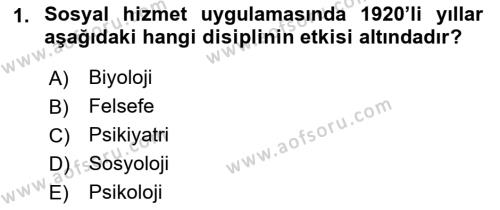 Sosyal Hizmete Giriş Dersi 2022 - 2023 Yılı (Vize) Ara Sınavı 1. Soru