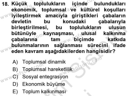 Sosyal Hizmete Giriş Dersi 2022 - 2023 Yılı (Final) Dönem Sonu Sınavı 18. Soru