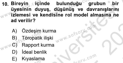 Sosyal Hizmet Kuruluşları Dersi 2023 - 2024 Yılı (Final) Dönem Sonu Sınavı 10. Soru