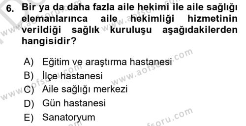 Sosyal Hizmet Kuruluşları Dersi 2023 - 2024 Yılı (Final) Dönem Sonu Sınavı 6. Soru