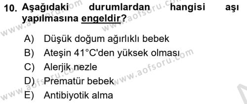 Temel Sağlık Hizmetleri Dersi 2020 - 2021 Yılı Yaz Okulu Sınavı 10. Soru