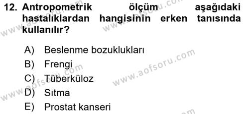 Temel Sağlık Hizmetleri Dersi 2020 - 2021 Yılı Yaz Okulu Sınavı 12. Soru