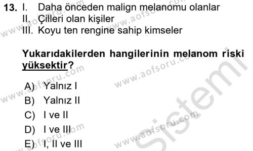 Temel Sağlık Hizmetleri Dersi 2020 - 2021 Yılı Yaz Okulu Sınavı 13. Soru