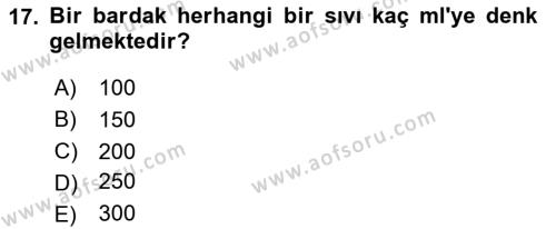 Temel Sağlık Hizmetleri Dersi 2020 - 2021 Yılı Yaz Okulu Sınavı 17. Soru