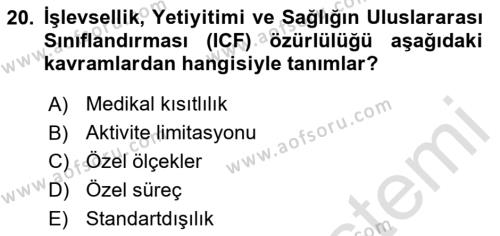 Temel Sağlık Hizmetleri Dersi 2020 - 2021 Yılı Yaz Okulu Sınavı 20. Soru