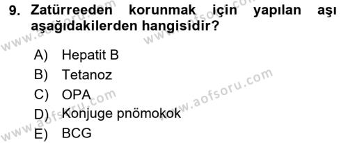 Temel Sağlık Hizmetleri Dersi 2020 - 2021 Yılı Yaz Okulu Sınavı 9. Soru