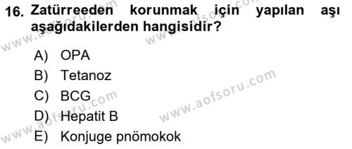 Temel Sağlık Hizmetleri Dersi 2023 - 2024 Yılı (Vize) Ara Sınavı 16. Soru
