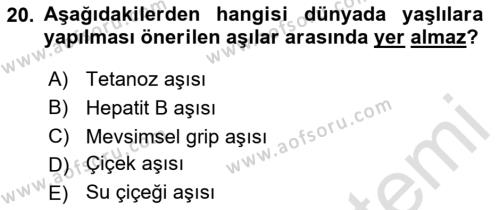 Temel Sağlık Hizmetleri Dersi 2023 - 2024 Yılı (Vize) Ara Sınavı 20. Soru