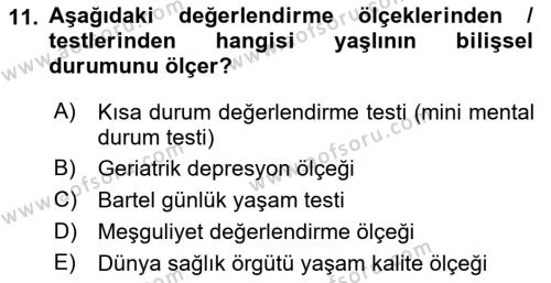 Temel Bakım Hizmetleri Dersi 2020 - 2021 Yılı (Vize) Ara Sınavı 11. Soru