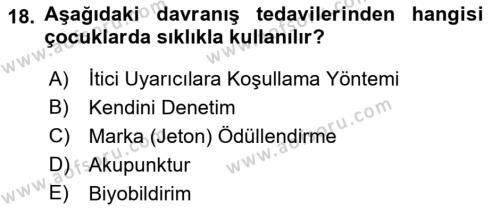 Temel Bakım Hizmetleri Dersi 2020 - 2021 Yılı (Vize) Ara Sınavı 18. Soru