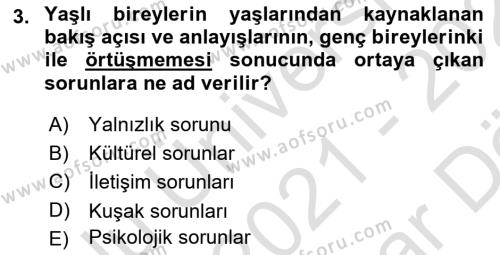 Temel Bakım Hizmetleri Dersi 2020 - 2021 Yılı (Vize) Ara Sınavı 3. Soru