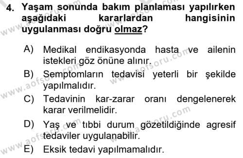 Temel Bakım Hizmetleri Dersi 2020 - 2021 Yılı (Vize) Ara Sınavı 4. Soru