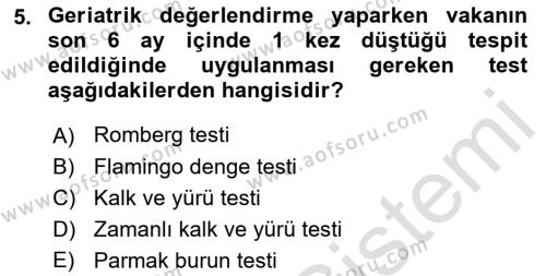 Temel Bakım Hizmetleri Dersi 2020 - 2021 Yılı (Vize) Ara Sınavı 5. Soru