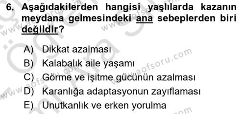 Temel Bakım Hizmetleri Dersi 2020 - 2021 Yılı (Vize) Ara Sınavı 6. Soru