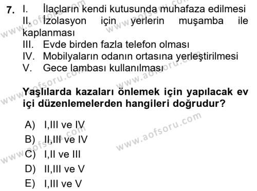 Temel Bakım Hizmetleri Dersi 2020 - 2021 Yılı (Vize) Ara Sınavı 7. Soru