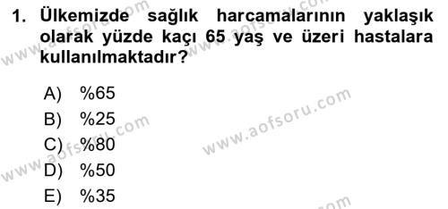 Temel Bakım Hizmetleri Dersi 2020 - 2021 Yılı Yaz Okulu Sınavı 1. Soru