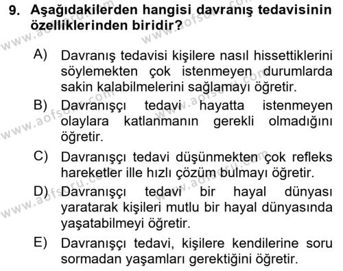 Temel Bakım Hizmetleri Dersi 2020 - 2021 Yılı Yaz Okulu Sınavı 9. Soru