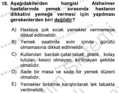 Temel Bakım Hizmetleri Dersi 2023 - 2024 Yılı (Final) Dönem Sonu Sınavı 18. Soru