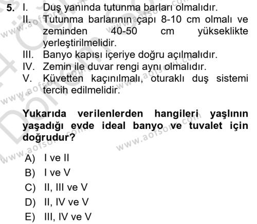 Temel Bakım Hizmetleri Dersi 2023 - 2024 Yılı (Final) Dönem Sonu Sınavı 5. Soru