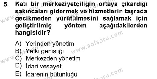 Sosyal Hizmet Yönetimi Dersi 2012 - 2013 Yılı (Final) Dönem Sonu Sınavı 5. Soru