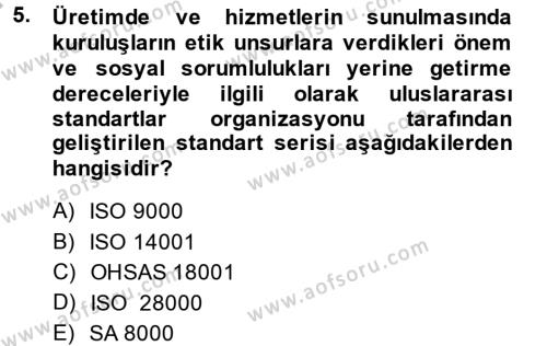 Sosyal Hizmet Yönetimi Dersi 2013 - 2014 Yılı (Final) Dönem Sonu Sınavı 5. Soru