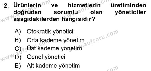 Sosyal Hizmet Yönetimi Dersi 2018 - 2019 Yılı (Vize) Ara Sınavı 2. Soru