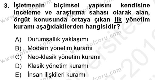 Sosyal Hizmet Yönetimi Dersi 2018 - 2019 Yılı (Vize) Ara Sınavı 3. Soru