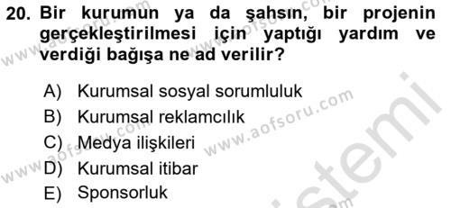 Sosyal Hizmet Yönetimi Dersi 2021 - 2022 Yılı (Vize) Ara Sınavı 20. Soru